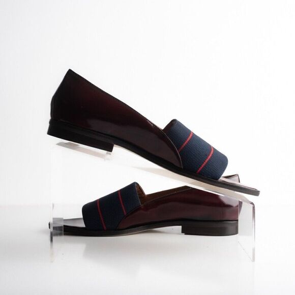 Band of Outsiders Womens Loafers Peep Toe Shoes Navy Blue US 8 EU 38.5 New - Picture 3 of 8